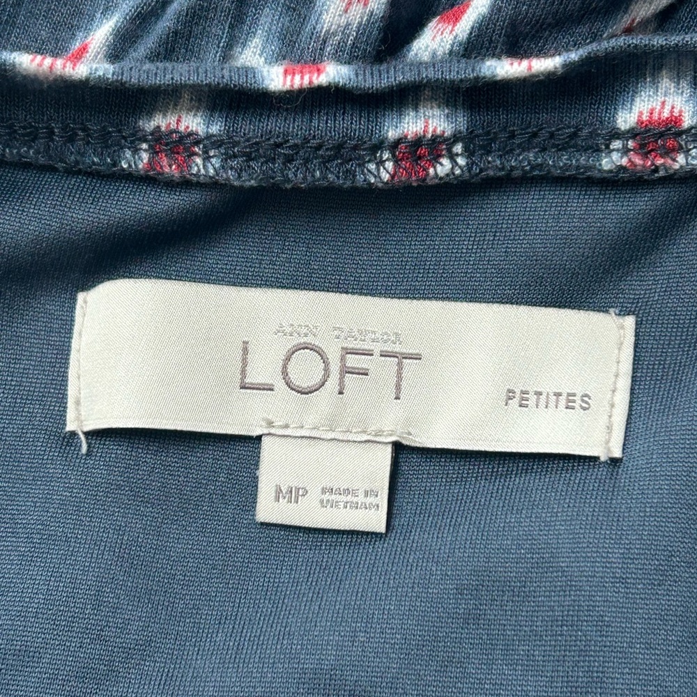 LOFT Navy and Red Patterned dress- MP - Picture 8 of 9